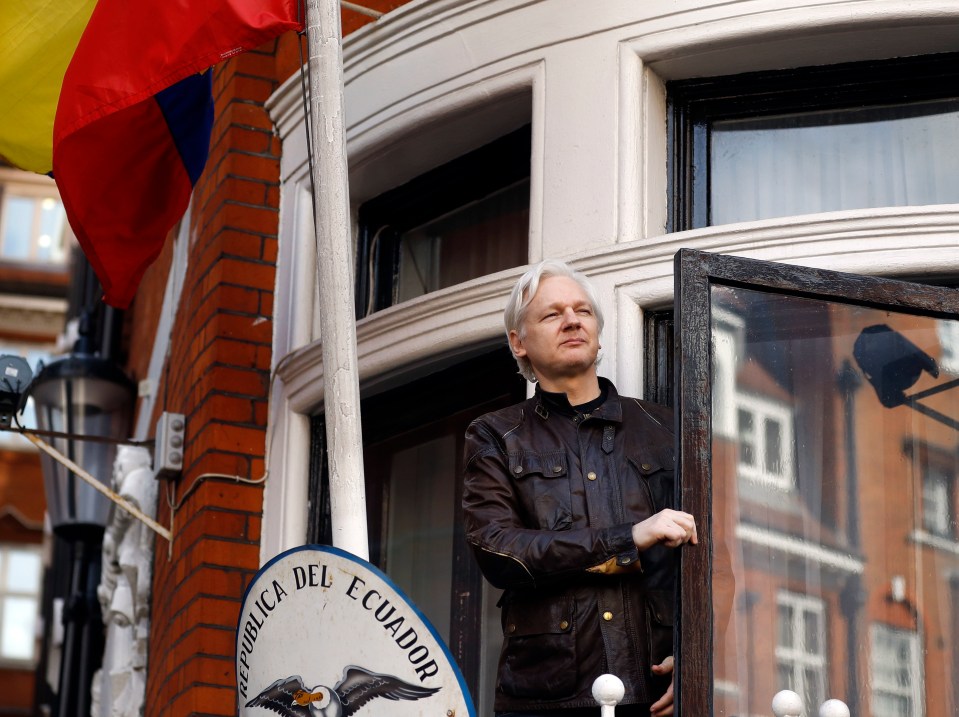 WikiLeaks founder Julian Assange outside the Ecuadorian embassy in London
