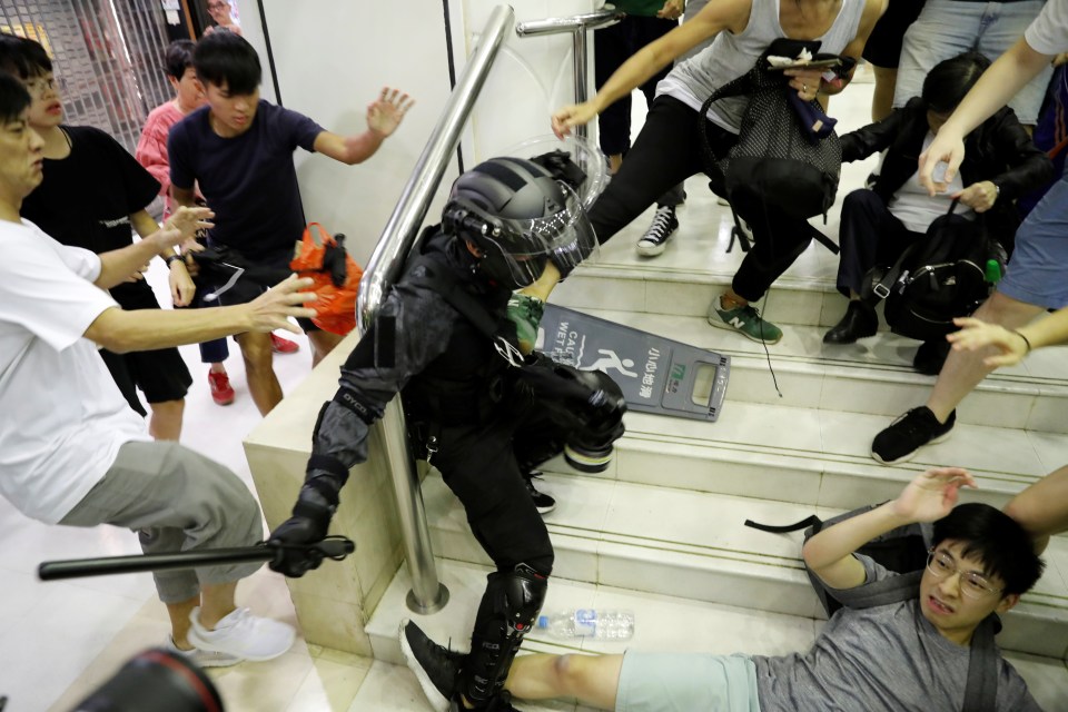  Police said protesters had vandalised a restaurant in the centre