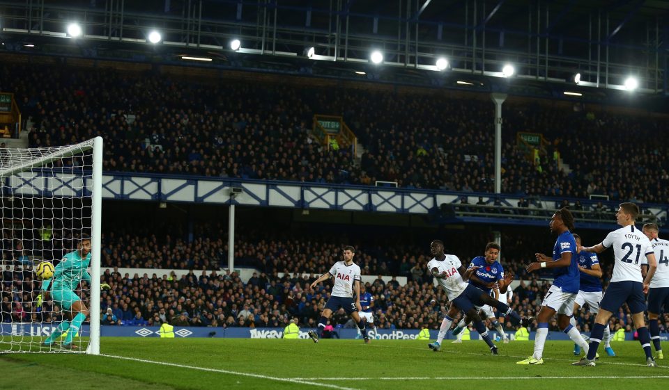 Cenk Tosun arrives to thud home an Everton equaliser with his head during 12 minutes of stoppage time