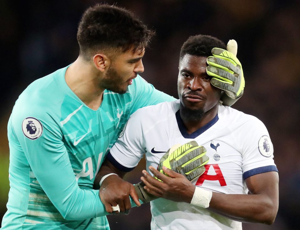  Tottenham defender Serge Aurier was unable to continue and had to be subbed off