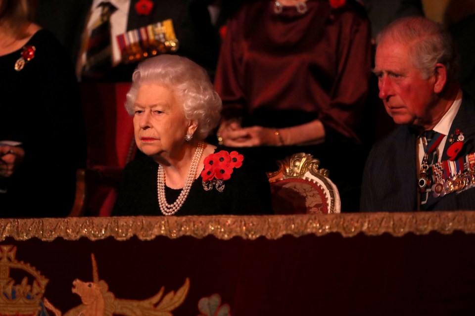  The Queen was spotted sitting next to Prince Charles during the service