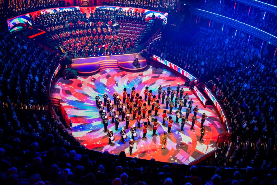  Bands from the Royal Marines, Household Division and Royal Air Force Regiment perform on stage