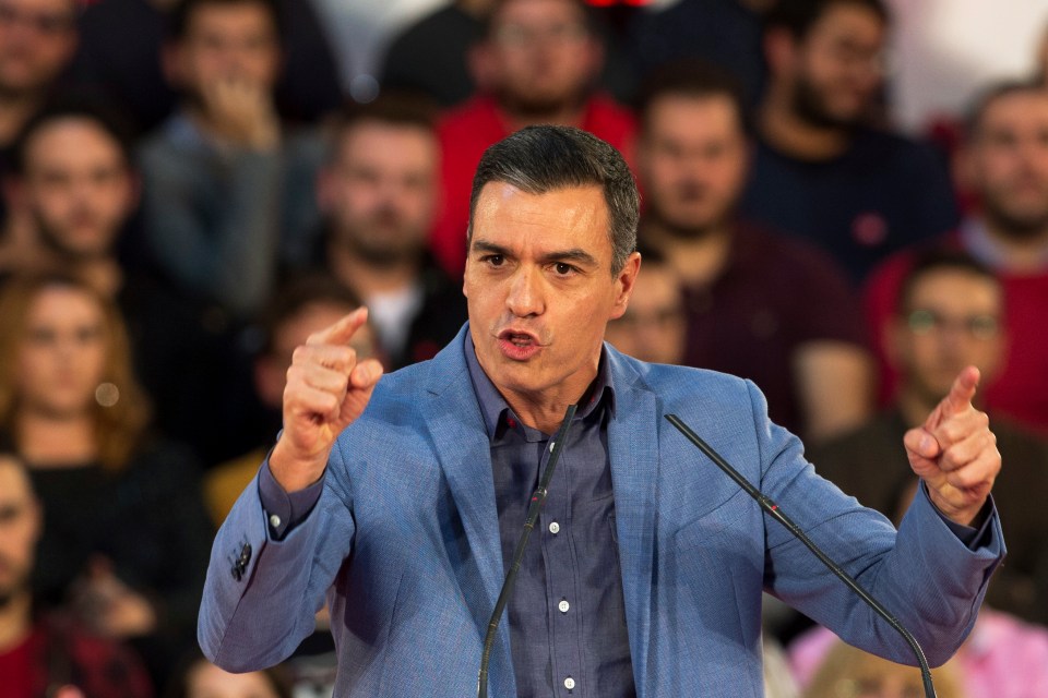  Spain's caretaker Prime Minister and socialist candidate Pedro Sanchez makes a speech during the last day of campaign