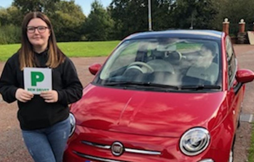 Ellie Evans bought an 18-reg Fiat 500 from Motorpoint Newport just two hours after she passed her L-test