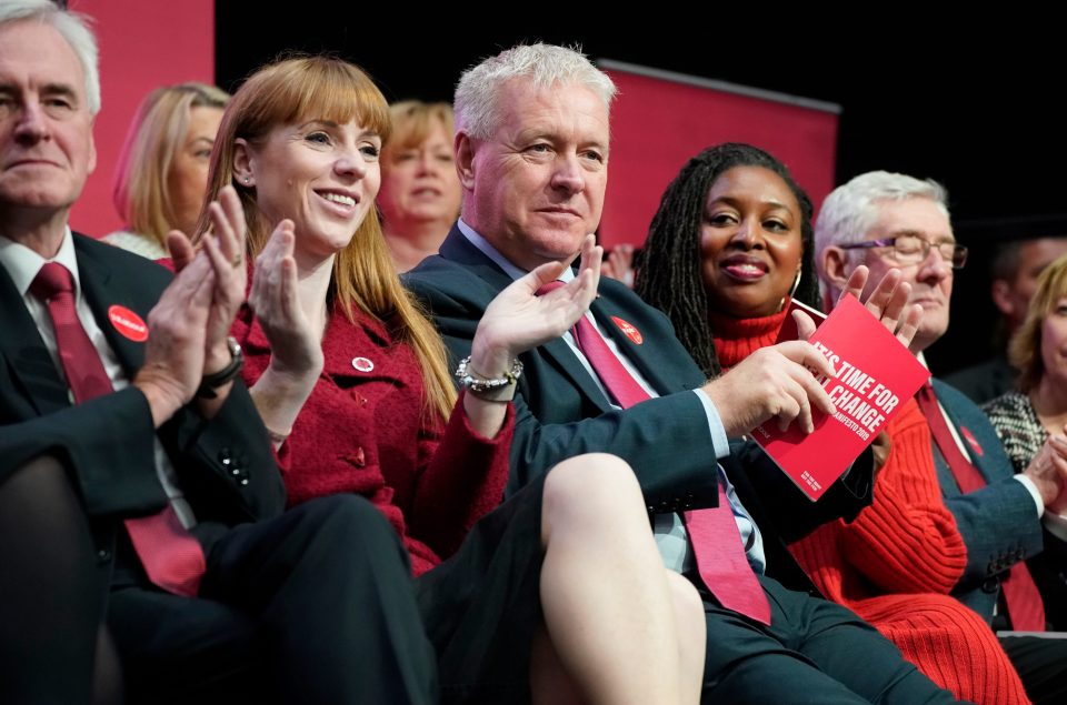  Former shadow cabinet members John McDonnell, Angela Rayner, Ian Lavery and Dawn Butler applaud Jeremy Corbyn at the manifesto launch