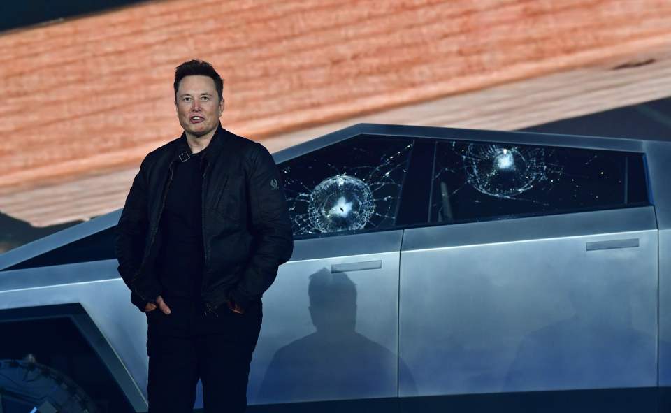  Elon Musk is left embarrassed after two windows were smashed in a live demo of Tesla's bulletproof truck