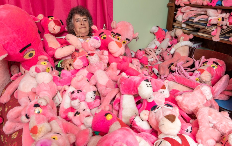June Amos' Pink Panther obsession started when her husband bought her a cuddly toy in 1984