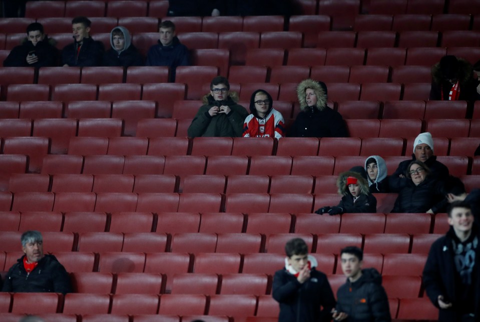  Commentators claimed the stadium was less than half full for Arsenal's Europa League game against Frankfurt
