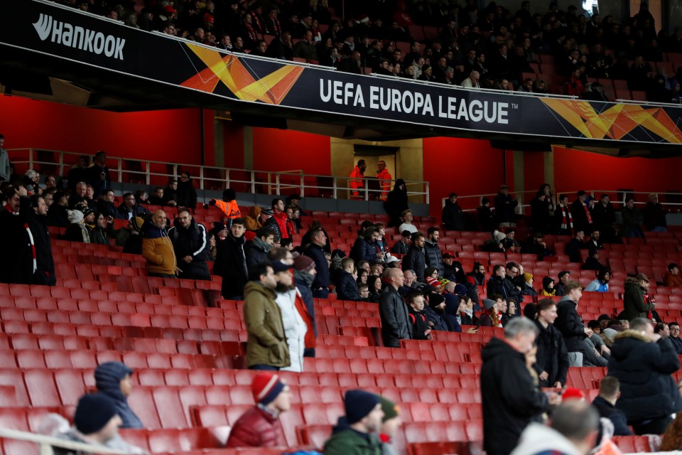  The Emirates Stadium was embarrassingly empty for Arsenal's game against Eintracht Frankfurt