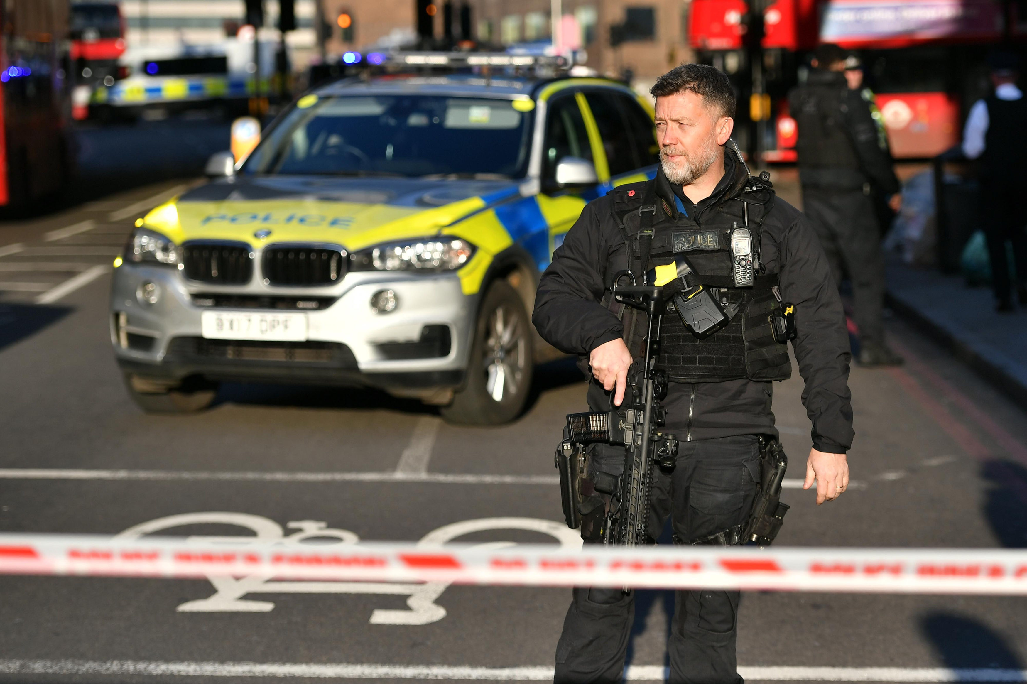  An armed cop can be seen at the bridge