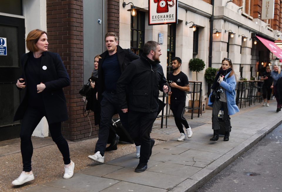 Many were seen running down the road after there were reports of gunfire at London Bridge