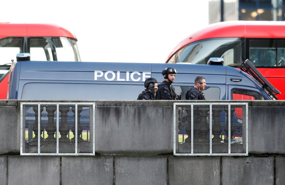 Panicked scenes were filmed on the bridge this afternoon
