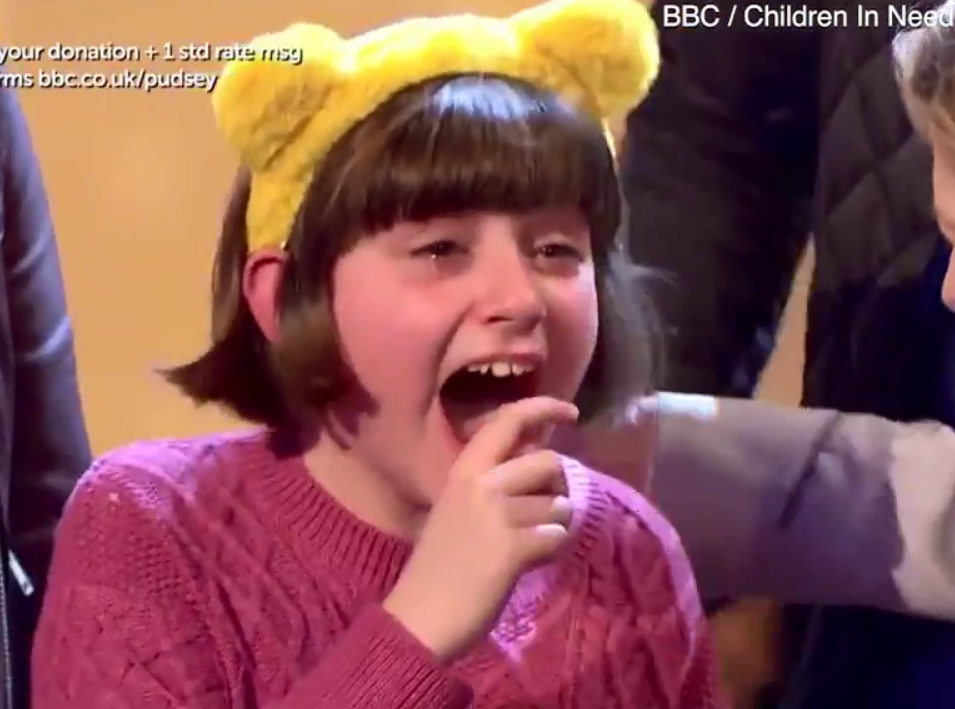  The young girl was in tears from the shock