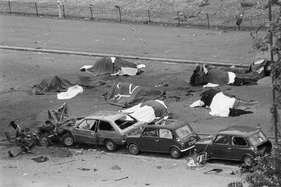  The scene of the Hyde Park plast in London which killed four cavalrymen