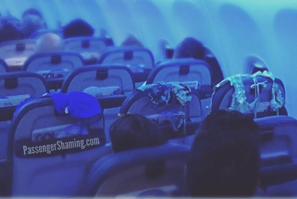 A group of travellers made most of the headrests to dry their swim wear