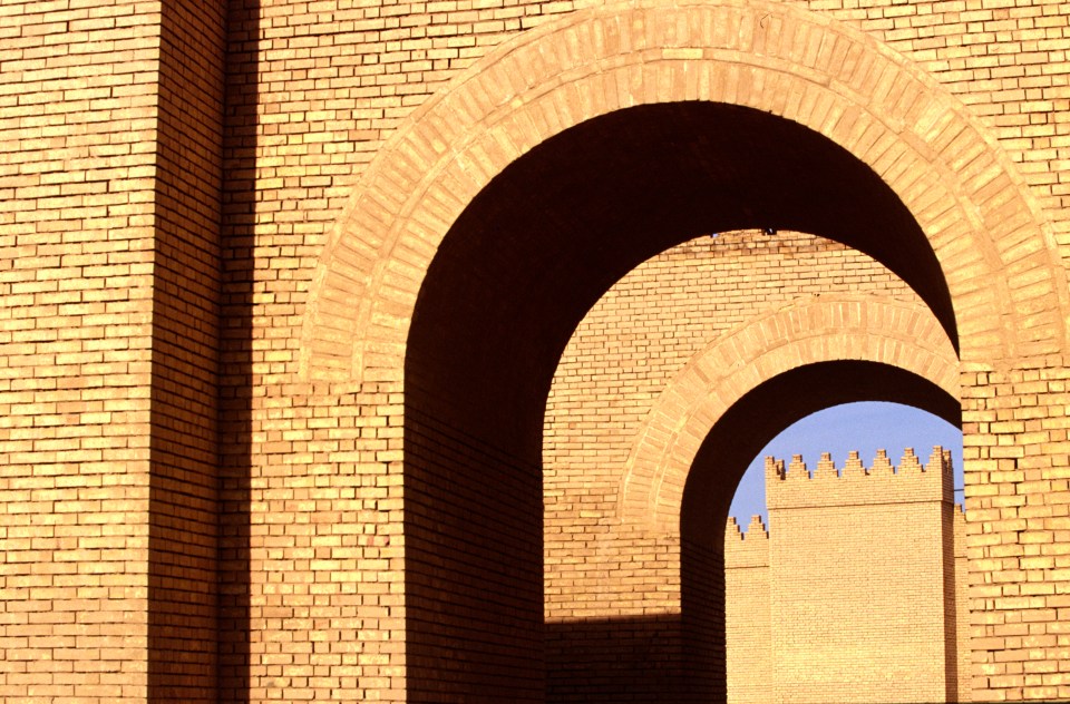  Restored walls of the temple complex in the ancient city of Babylon
