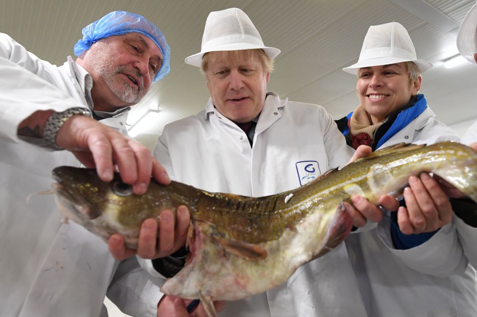  Boris was joined by local Conservative candidate Lia Nici (right) as he inspected some of the catch