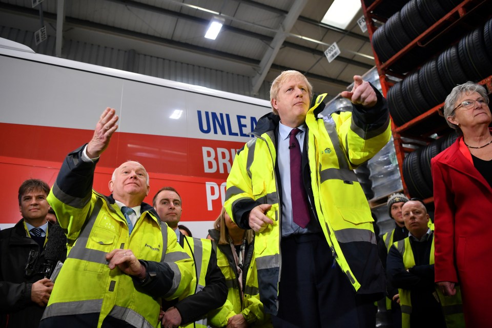 Fergusons Transport CEO Alan Ferguson with Boris Johnson during his visit to the company alongside Vote Leave's Gisela Stuart