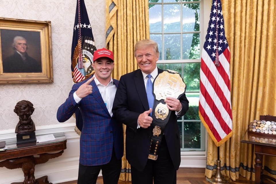  Colby Covington took his UFC championship belt to the White House with President Donald Trump