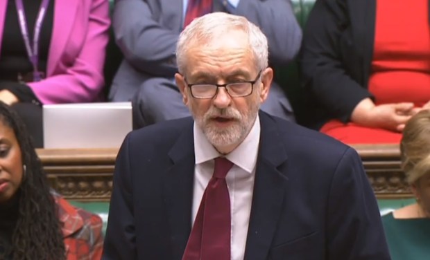 Corbyn giving a speech in the House of Commons in London as parliament resumes following a general election