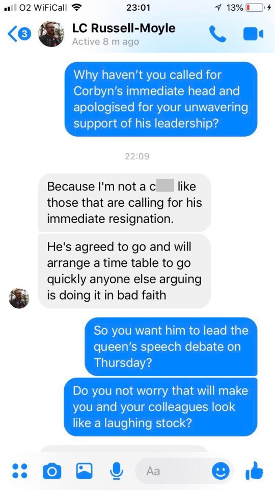  Screenshots revealed to The Sun show his use of foul language towards his colleagues