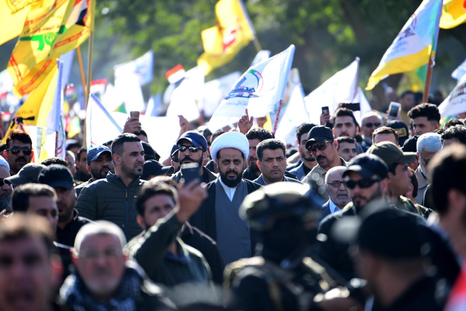 Shiites marched on the embassy in protest at US air strikes targeting an Iran-backed militia