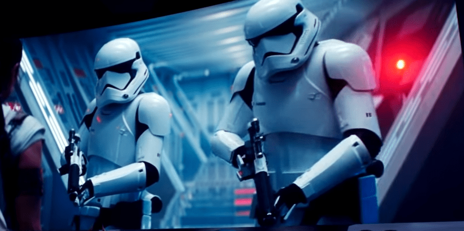  The clip shows a pair of Stormtroopers being mesmerised by Rey's Jedi mind trick