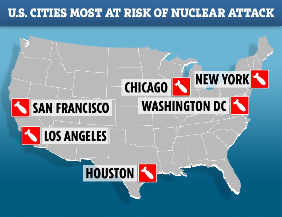  Our map shows the six cities most at risk of a catastrophic nuclear attack