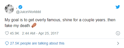 Two years ago he said he planned to fake his death after getting famous