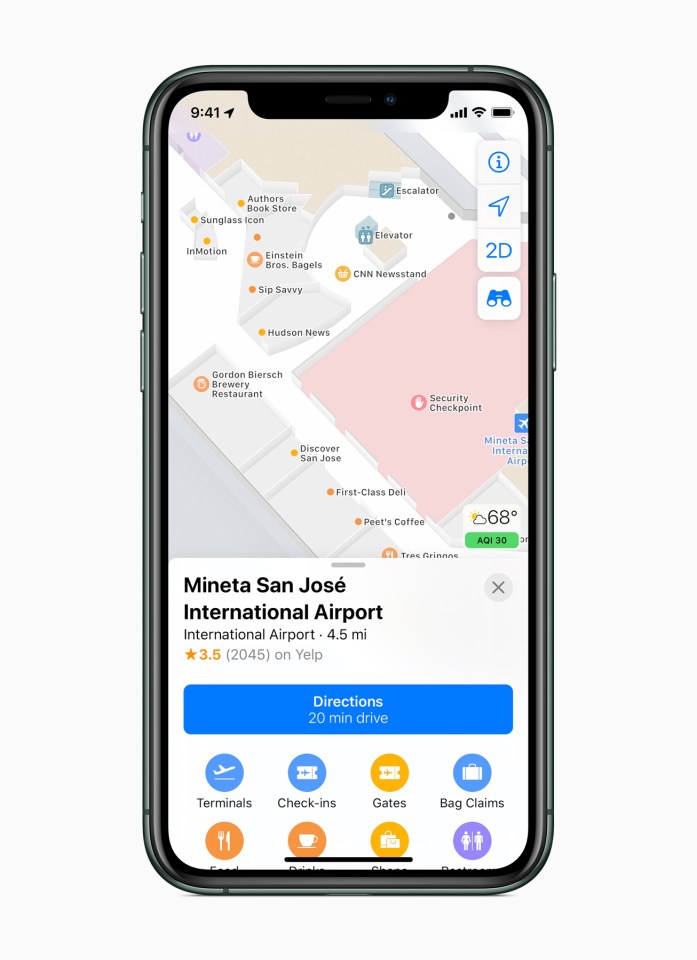  Apple has also added indoor maps for key locations like airports