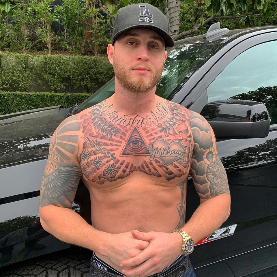  The heavily-tattooed rapper frequently poses topless on social media