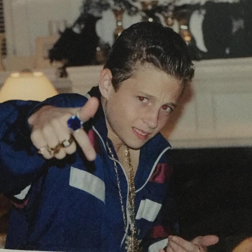  Chester's childhood pose hints at his future rap career