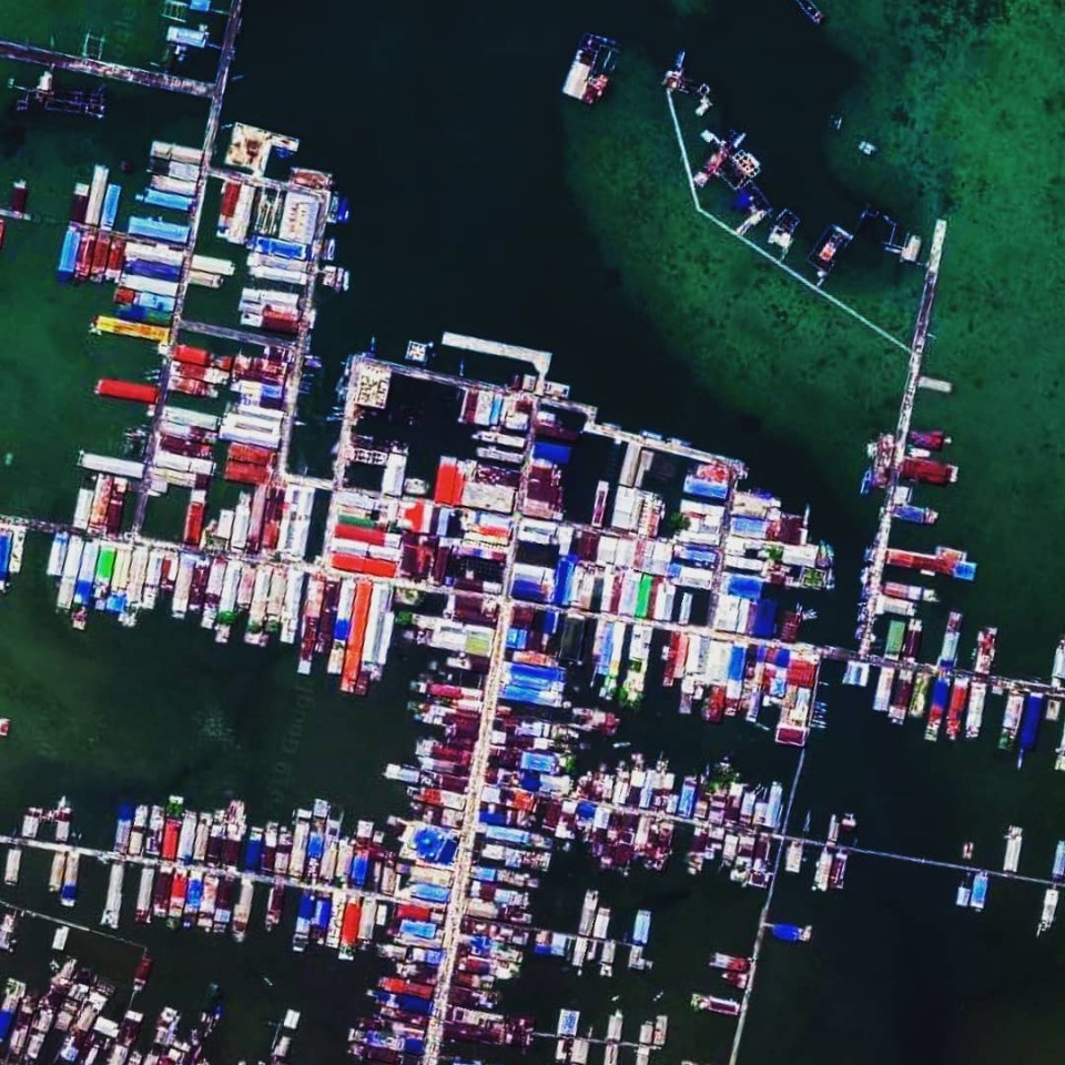  This Google Earth image of Sedanau Island looks intensified due to it's striking, saturated colours