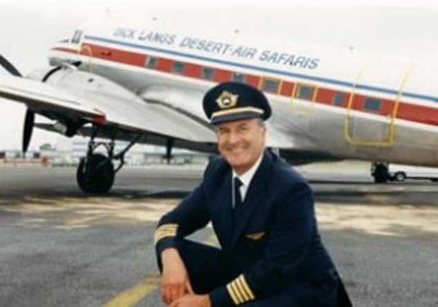  A flyover by two aircraft preceded the memorial service in a tribute to Dick Lang's longstanding career as a pilot