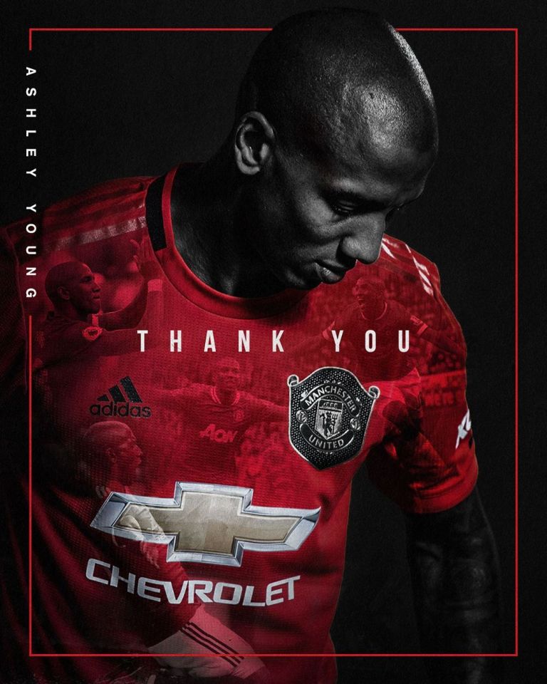  Manchester United posted a thank you to Young after his 261 games for the club