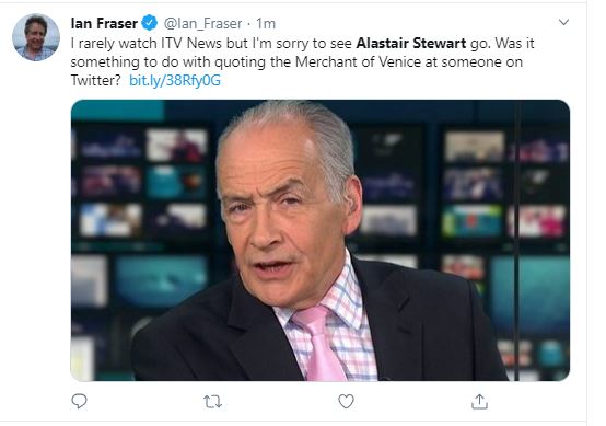 Ian Fraser also said he was sad to see the presenter go