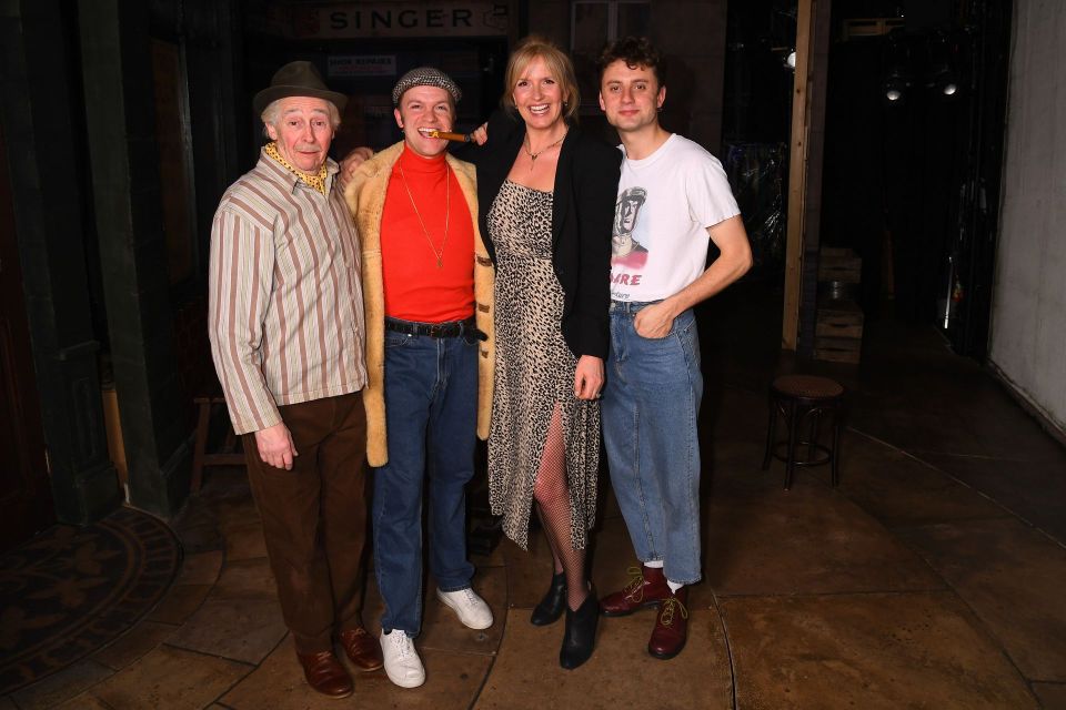  Penny Lancaster, posing with Paul Whitehouse, Tom Bennett and Ryan Hutton says husband Rod Stewart is banned from kicking footballs