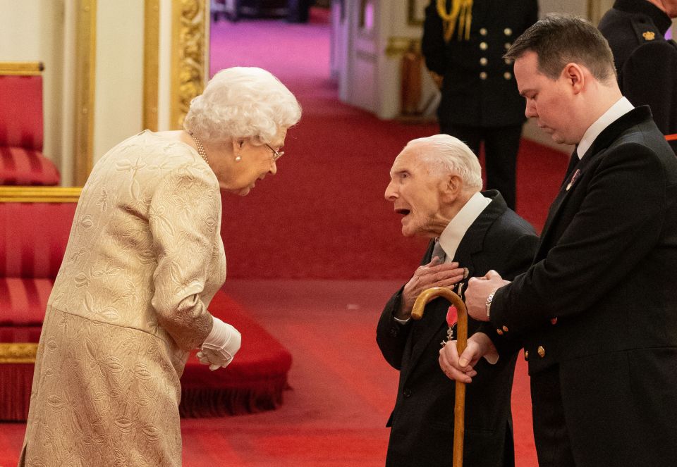 Harry said it was 'wonderful' to meet the monarch as he put his hand to his heart during today's ceremony
