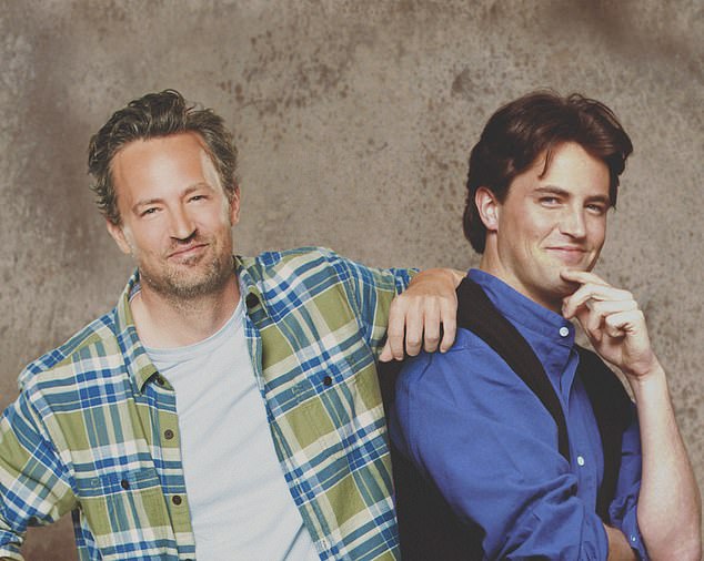  Matthew Perry posing alongside sarcastic Chandler Bing