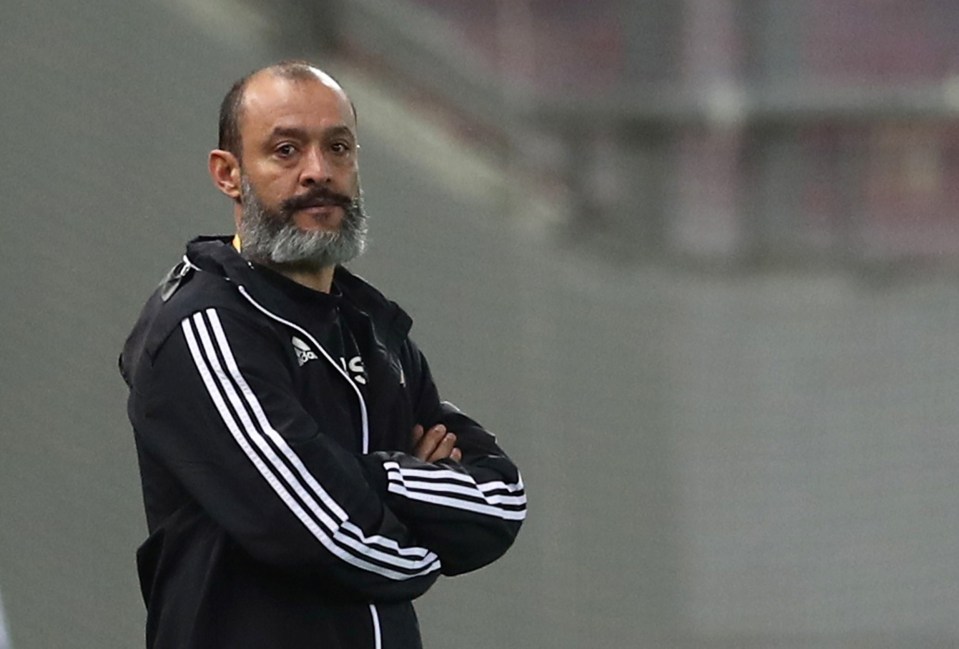  Wolves boss Nuno Espirito Santo watches on as his side play Olympicos in an empty stadium in the Europa League