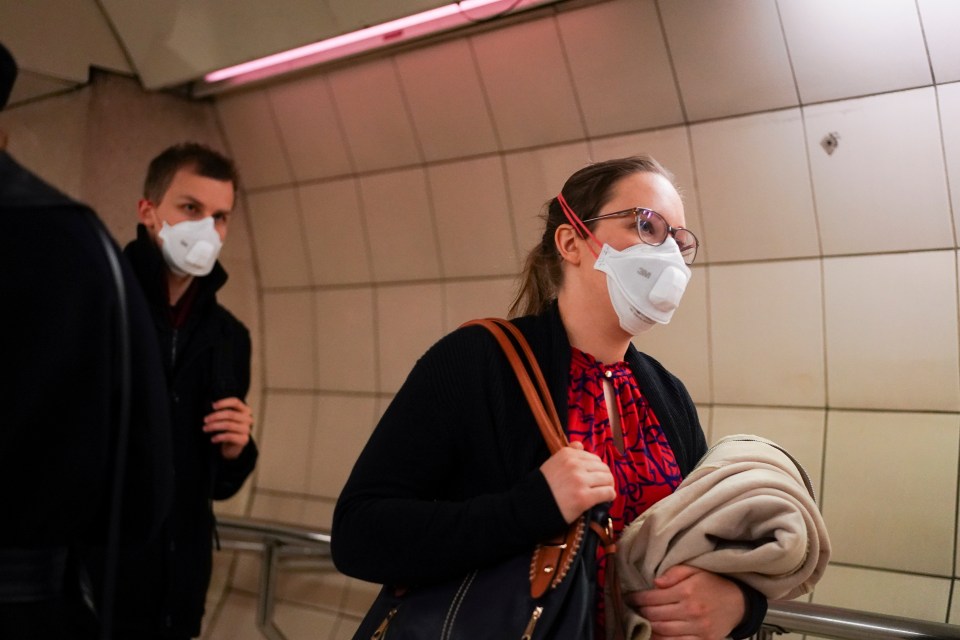  Many people who are still getting public transport have armed themselves with protective masks