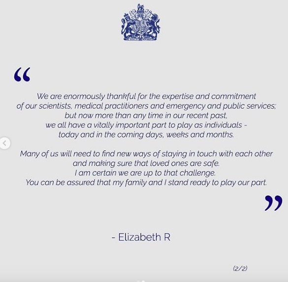  The Queen issued a rallying cry to the nation yesterday