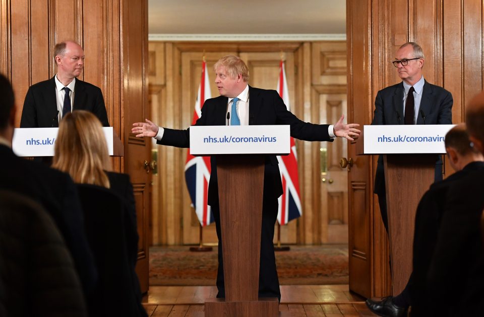  Boris holds regular meetings with Chief Medical Officer Professor Chris Whitty  (left) and with Chief Scientific Adviser Patrick Vallance (right)