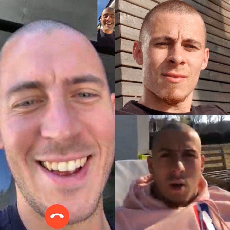  Eden (left), Thorgan (top right) and Kylian (bottom right) have all shaved their heads as they try to fight off the boredom of lockdown.