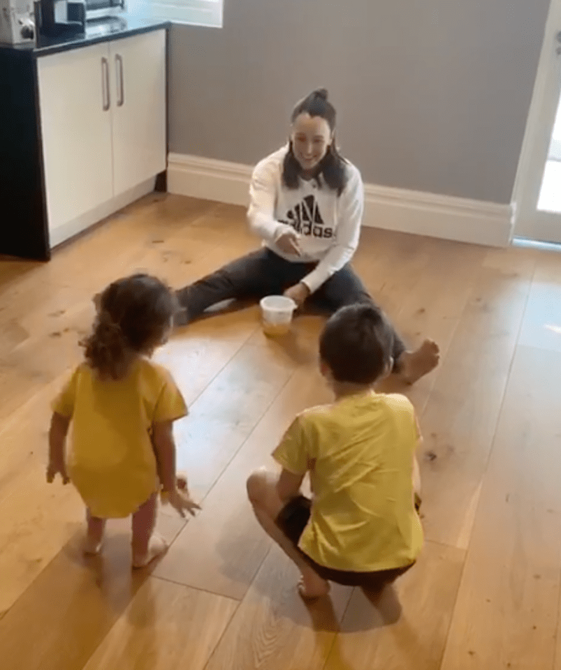 Jessica Ennis-Hill was joined by her children for a game at home
