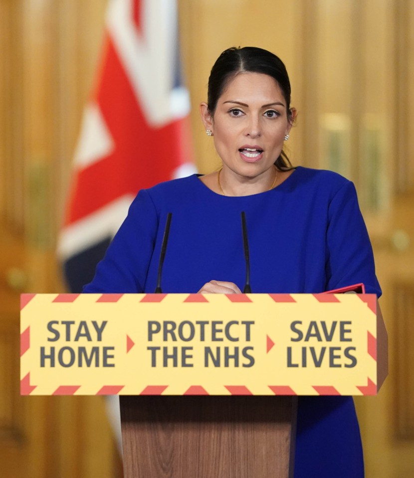  Priti Patel has urged Brits to stay at home and respect the ongoing coronavirus lockdown