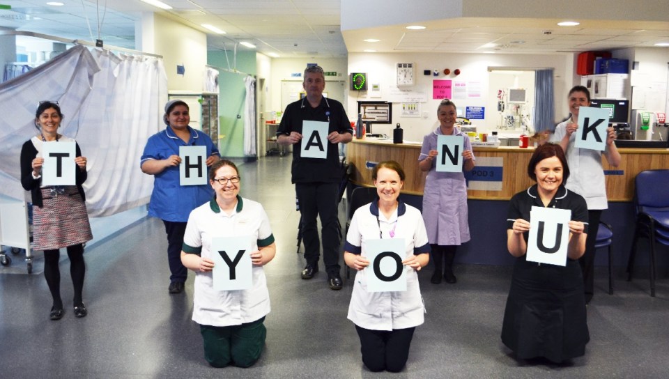  Staff working hard to keep Britain safe at University Hospitals of North Midlands say thank you for the extra help