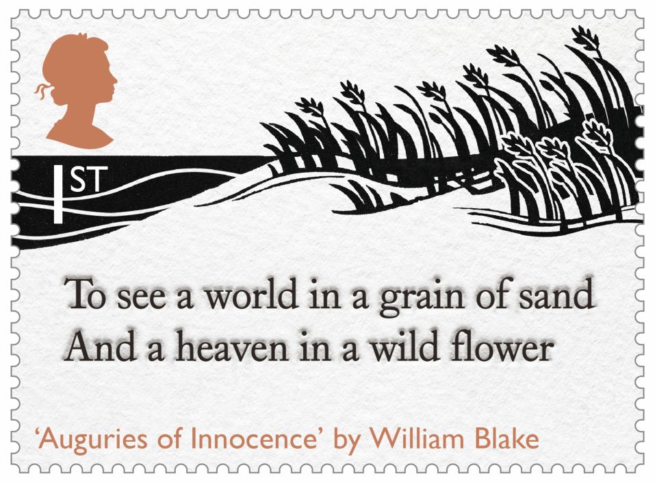  Renowned romantic William Blake is among poets featured in the stamps