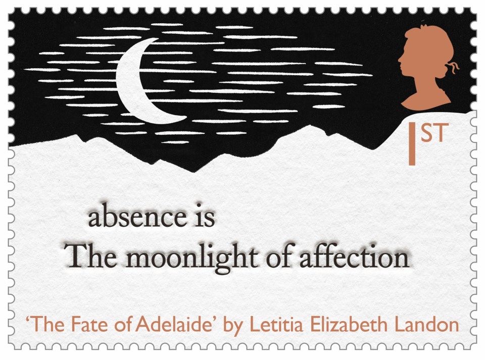  Letitia Elizabeth Landon's poem 'The Fake of Adelaide' over a lino-cut illustration