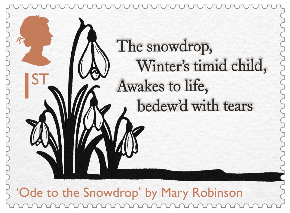  Mary Robinson's 'Ode to the Snowdrop' is commemorated in the set